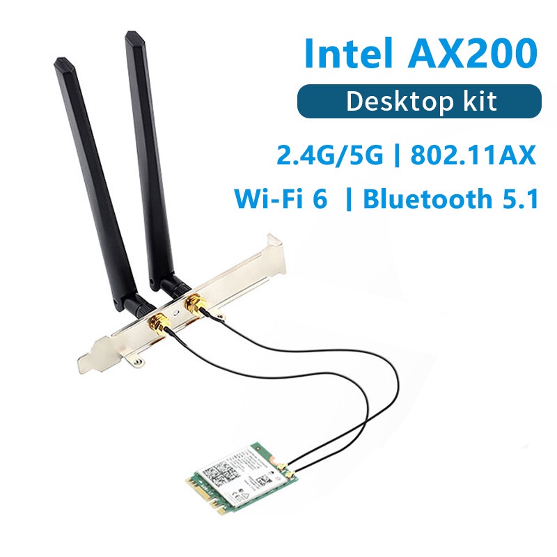 Purpose Essential Dual band 3000Mbps Intel AX200 Wi-Fi 6 M.2 Desktop Kit 2.4G/5G Bluetooth 5.0 802.11ax/ac AX200NGW W... - Image 2
