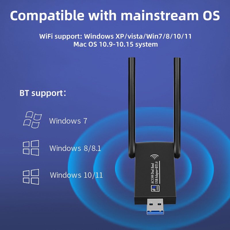 Quality Durable USB Wifi6 Adapter 1800Mbps Network Card Dual Band 2.4G 5G Bluetooth 5.0 Wireless Dongle Receiver PC L... - Image 3