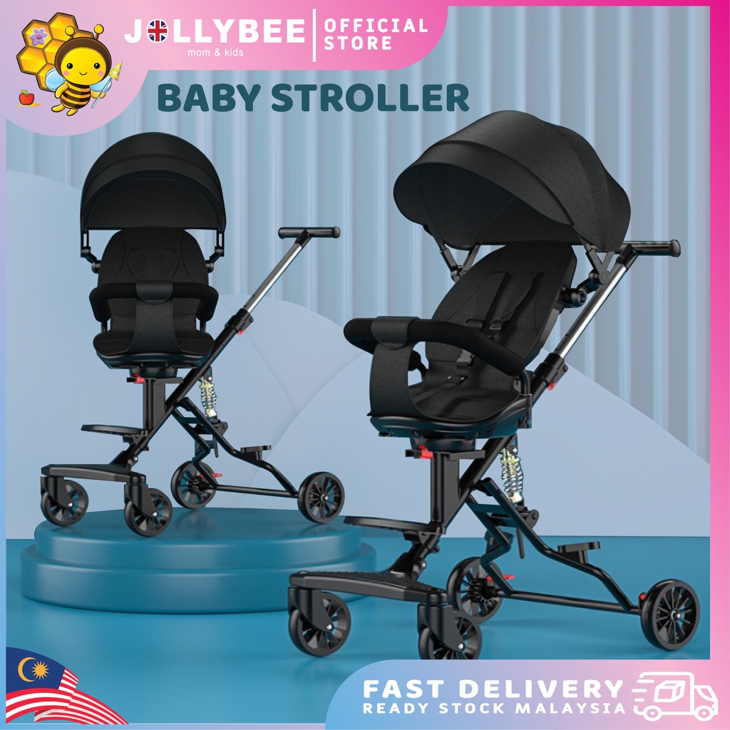 Jollygear Baby Stroller 360 Rotating Kids Stroller Two Way Foldable Magic Strollers 2 Way Budak Stroler Lipat