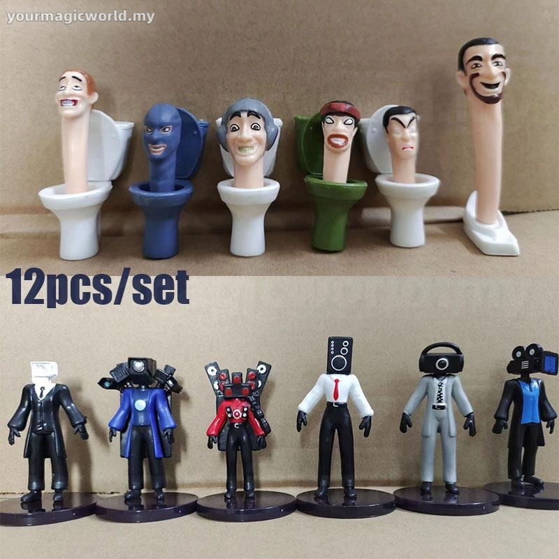 12pcs/Set Skibidi Toilet Man Camera Man Figure TV Speaker Model Cameraman Action Figures Decorations PVC Doll Toy Collectible Children Gift