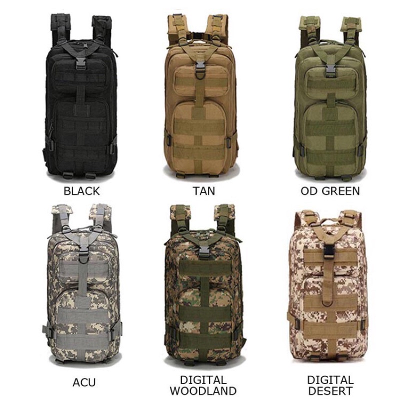 Army Military Backpack 3P Attack Tactical Backpack SWAT Hiking Bag 25L Beg Askar Hiking Adventure Fishing Beg Mancing