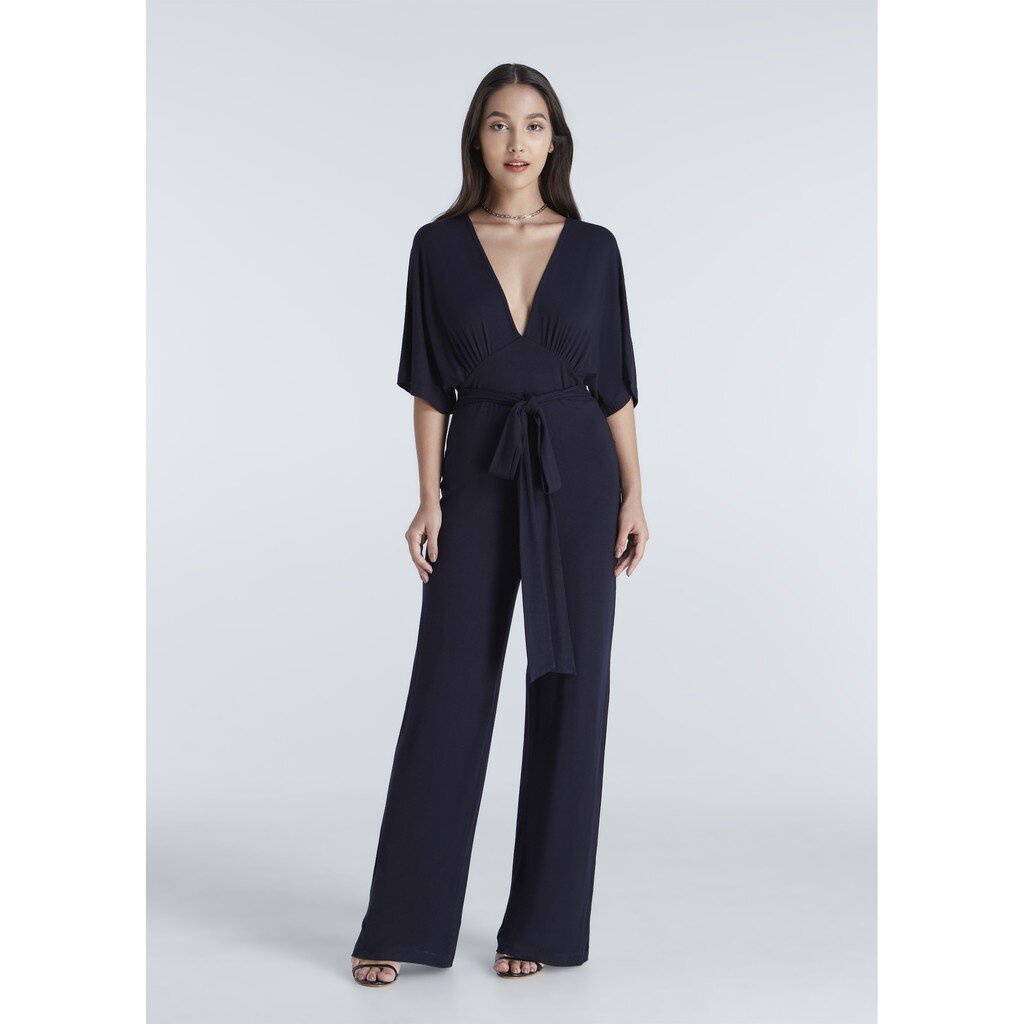 V-neck Long Jumpsuit Women's Flared Pants Front-Back