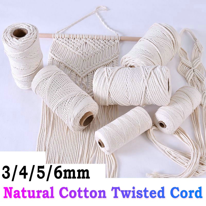 Quality Durable 3mm 4mm 5mm 6mm Macrame Rope Natural Beige Twisted String Cotton Cord Hand Craft DIY Home Decorative ... - Image 2