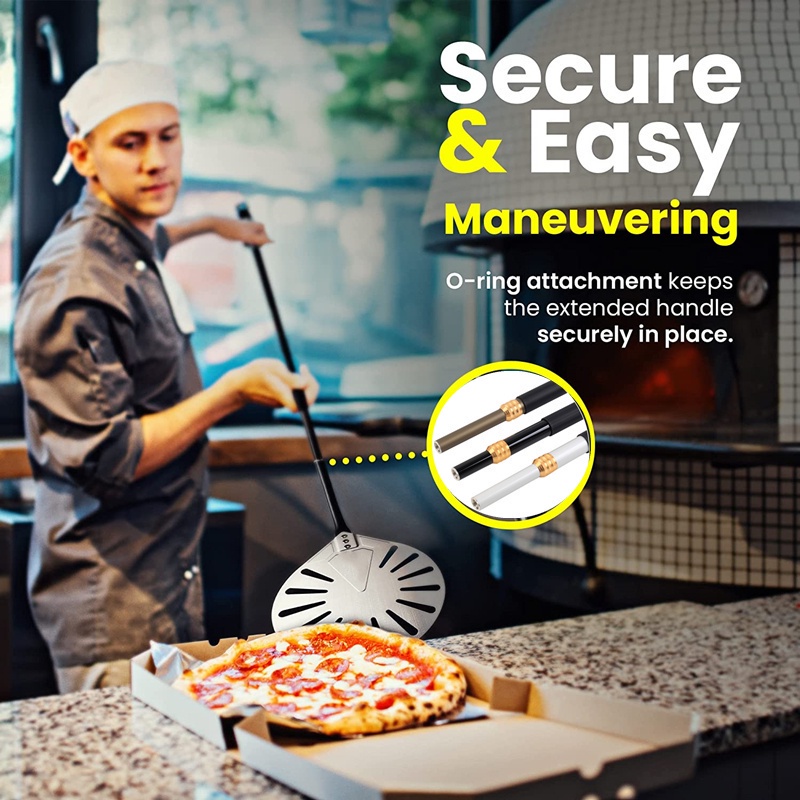 Meal Kitchen 7 8 9 Inch Perforated Pizza Turning Peel,Professional Anodized Aluminum Paddle,Adjustable Long Handle,Mo... - Image 5