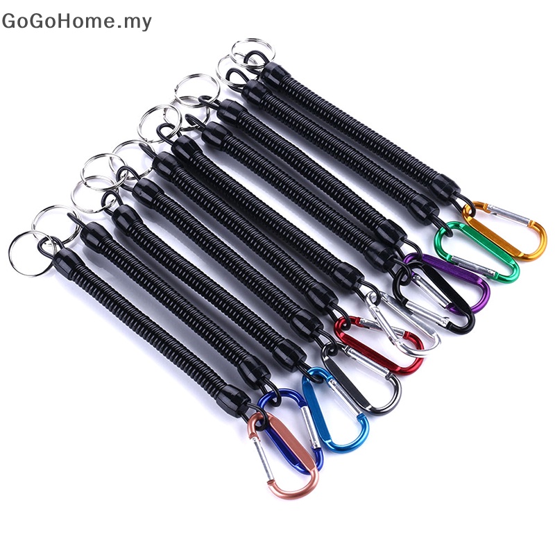 GOG 1PC Tactical Retractable Spring Elastic Rope Security Gear Tool Hiking Camping Anti-lost Phone Keychain Fishing Lanyards Outdoor MY
