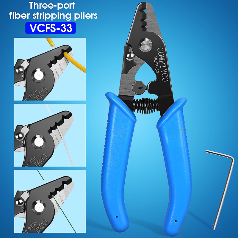 DIY Heavy COMPTYCO Optical Fiber Stripper Optic Cable Clamps Three-Port Pliers VCFS-33 Rubber-Covered Wire Hand Tools - Image 5