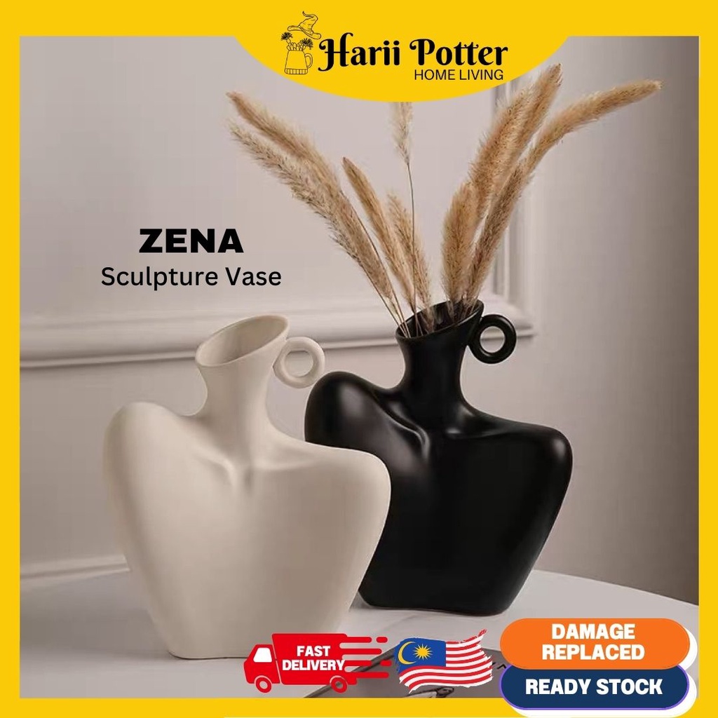 Aesthetic Ceramic Vase Shoulder Sculpture Ceramic Vase Homedecor Premium Quality Pasu Bentuk Bahu Ceramic Kualiti Tinggi