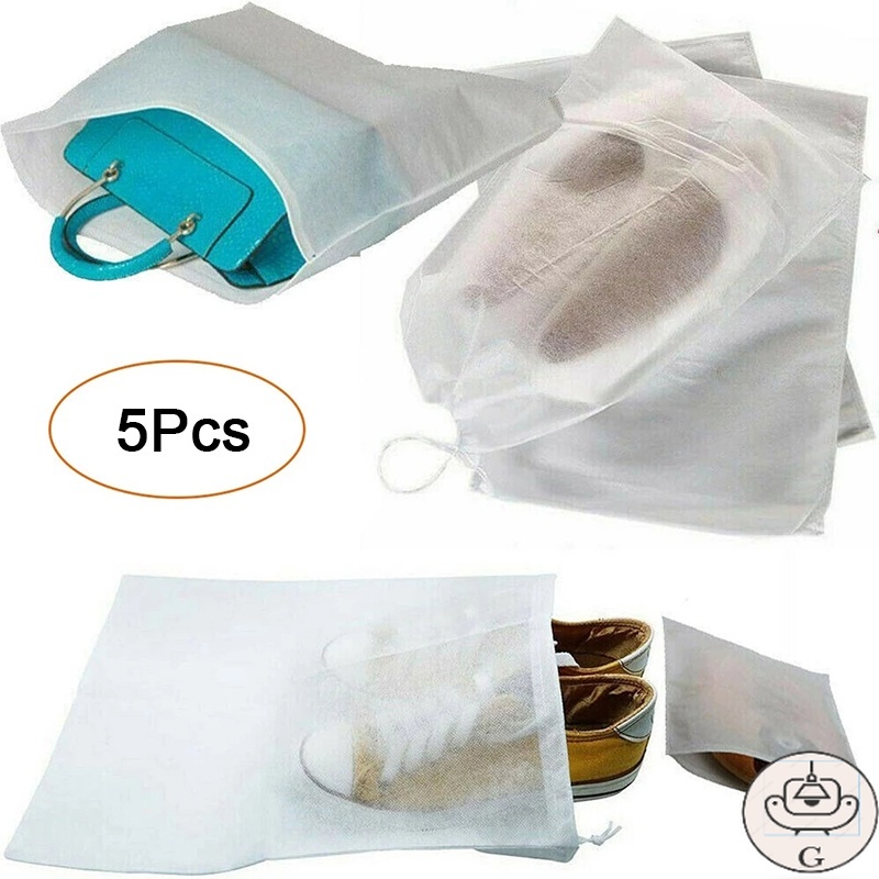 GS 5Pcs/Set Non-Woven Dustproof Shoe Bag/Portable Drawstring Storage Bag Travel Pouch Shoe Dust Covers