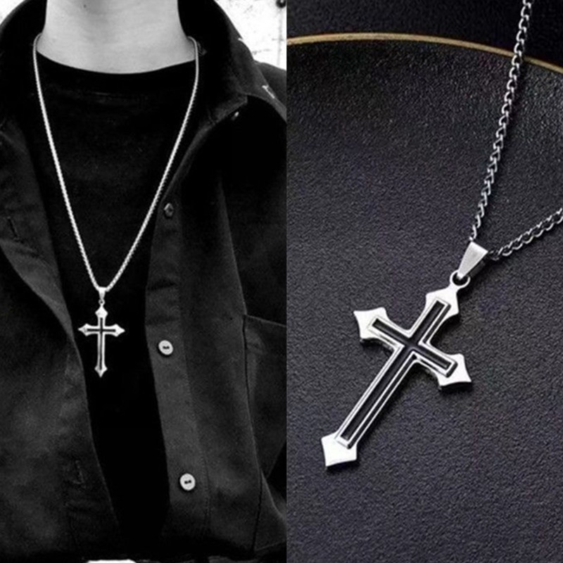 Fashion Men's Cross Chain Necklace Personalized Cross Jewelry Religious Pendant Necklace for Men Birthday Anniversary Gift