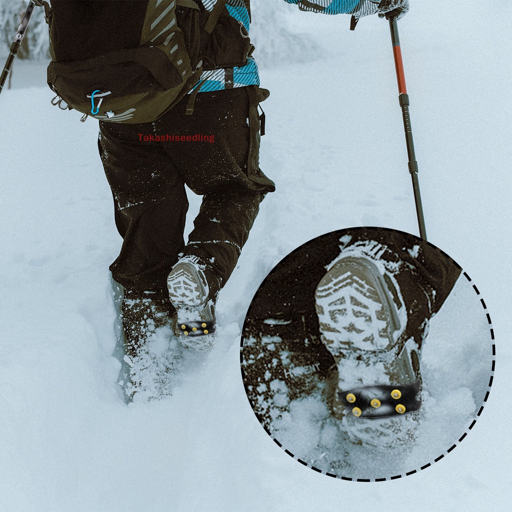 Training Sport (Takashiseedling) 2 Pairs of Ice Snow Grippers Shoes 5 Spikes Anti Slip Cleats Crampons Running - Image 4
