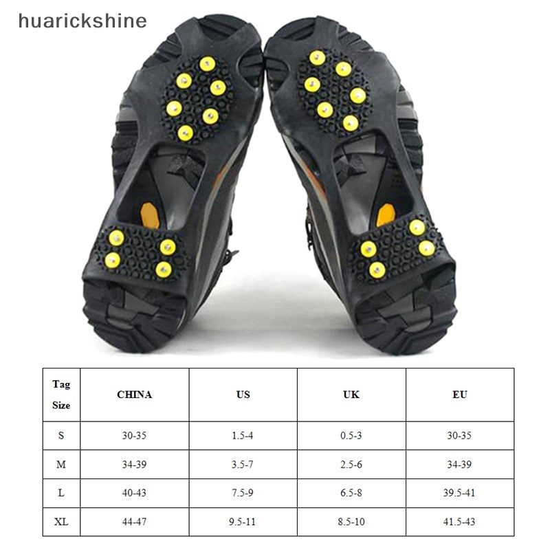 Gym Running huarickshine 1Pair 10 Studs Anti-Skid Snow Ice Gripper Climbing Shoe Spikes Grips Cleats Over Nice Fitnes... - Image 3