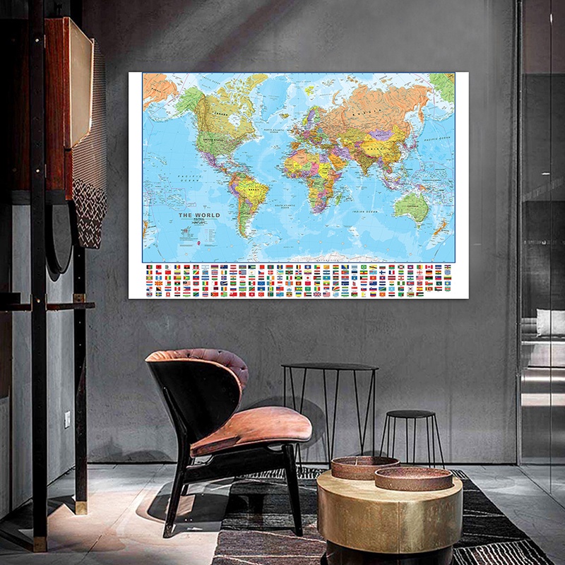Premium Purpose Classic World Map Educational Large Poster Prints Wall Hanging Art Background Cloth Children Bedroom ... - Image 3