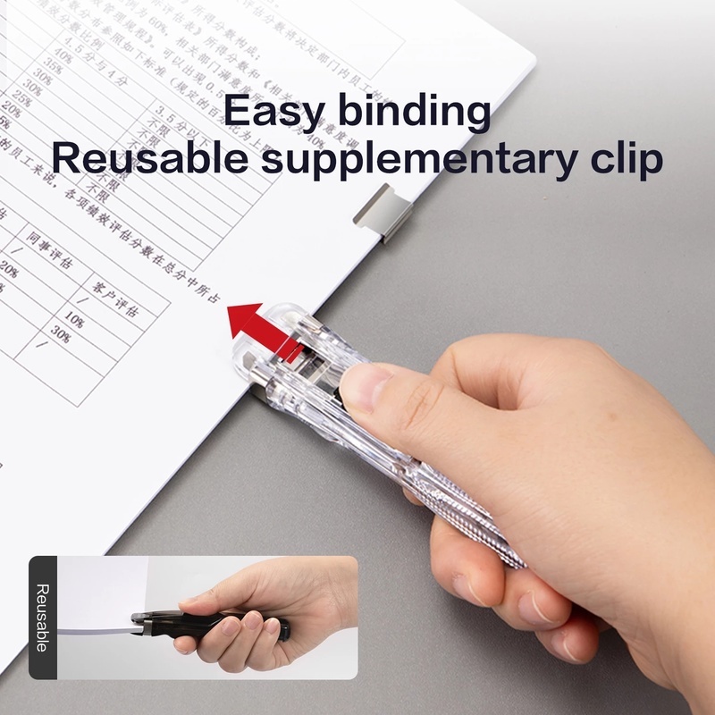 Purpose Versatile Metal Clip Push Stapler Reusable Binding File Clamp Folder Staple Remover Binder Office School Supp... - Image 5