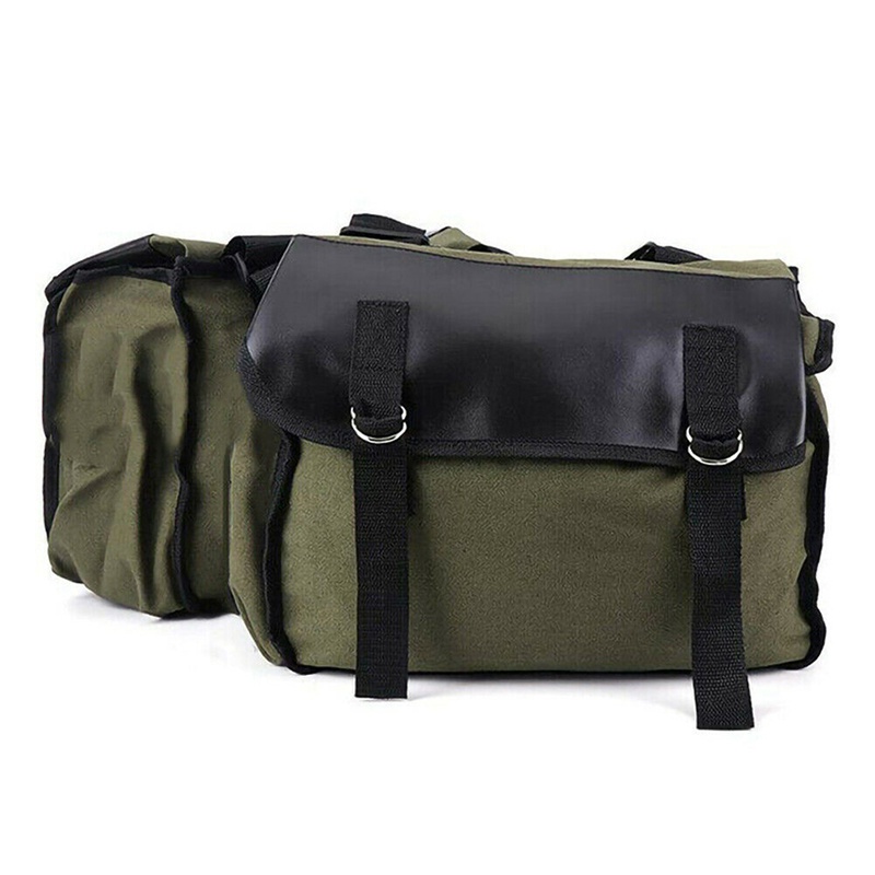 Outdoor Fashion {FCC} Motorcycle Touring Saddle Bag Canvas Waterproof Panniers Style Casual - Image 3