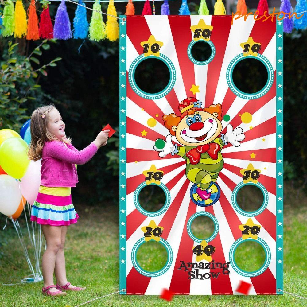 PRESTON Childrens Bean Bag Toss Games, Clown Flag Clown Throwing Bags, Interactive Games Scoring Throwing Bags Carnival Games Children