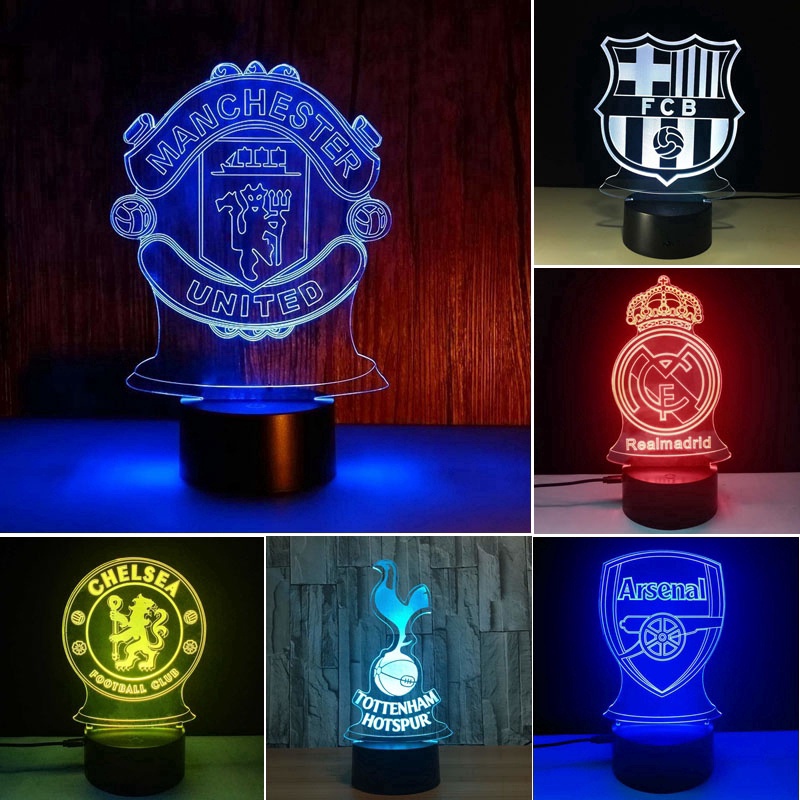 Multi Must New 3D Night Light Real Madrid Liverpool Manchester Lamp 7 Colors Changing USB Lights Gift Football Club - Image 4