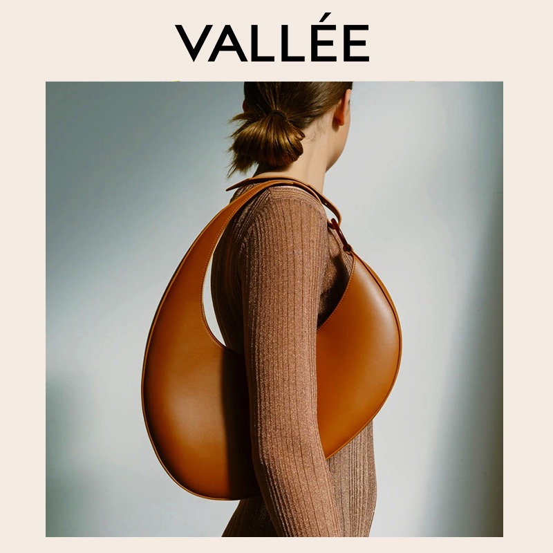 [VALLEE]✨Ready Stock Female Bag✨Niche Design Italian Bag Women All-Match Handbag Bag Oval Large-Capacity Shoulder Bag Underarm Bag