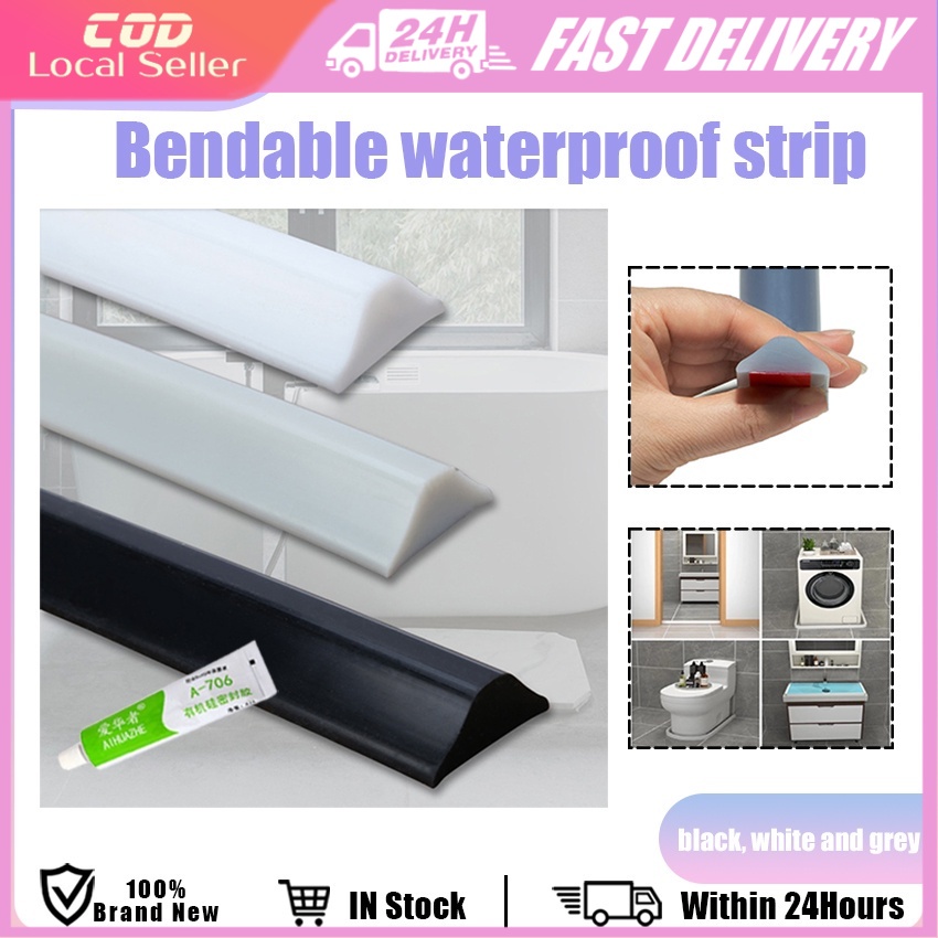 1Meters silicone water barrier stopper Self-Adhesive For Bathroom Floor kitchen Sink Water Blocking Strip 淋浴挡水条