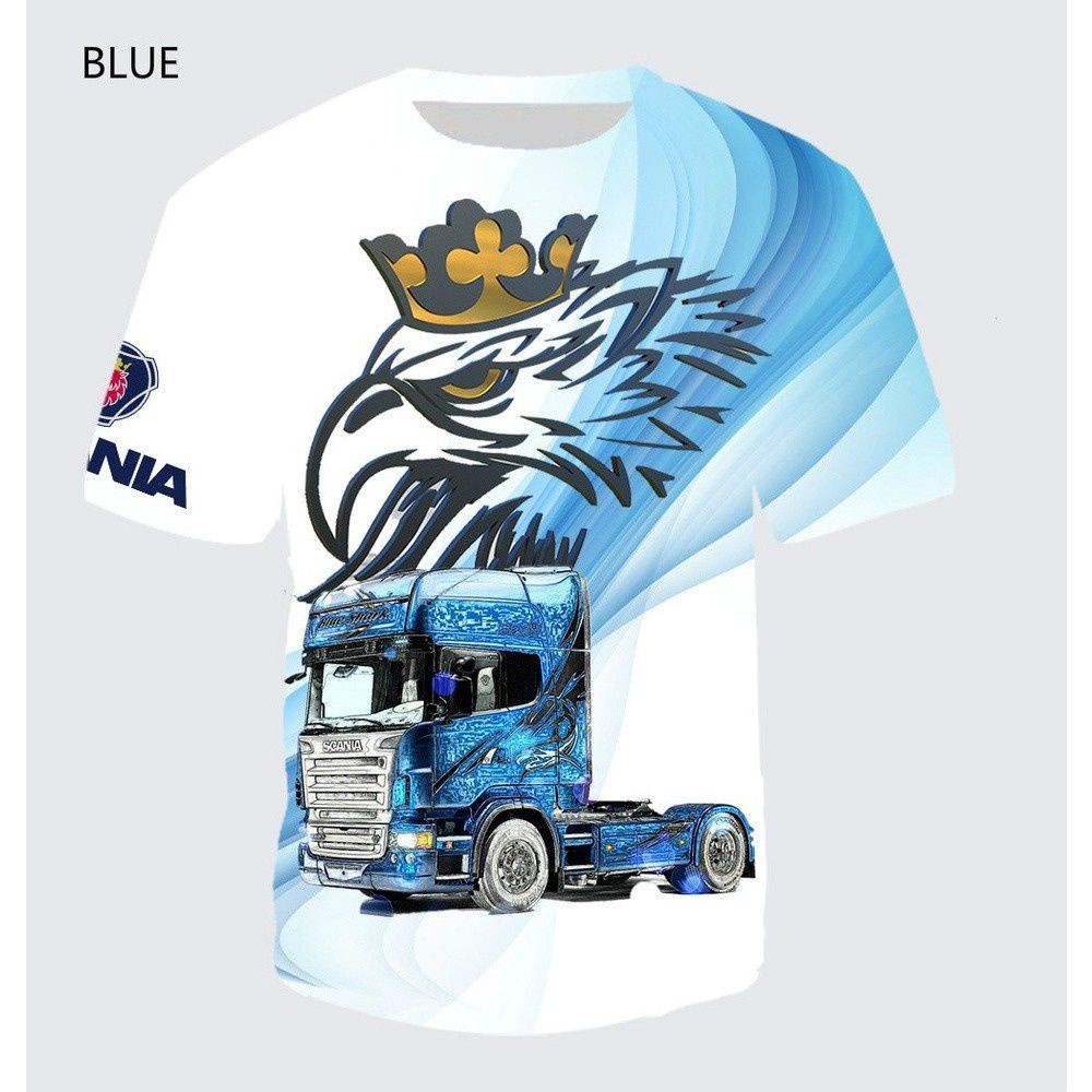 Purpose Versatile 2023 Summer New 3d Printed T-shirts Scania Logo Front Back Truck Driver T Shirts Multi - Image 4