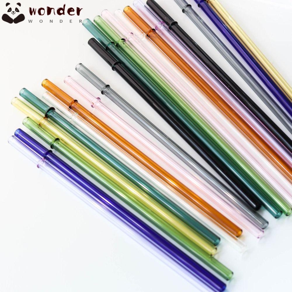 WONDER 3Pcs Eco-friendly Straws, Long Reusable Glass Straws, Decoration Cup Accessories 23cm Color Drinking Straws Bar Party