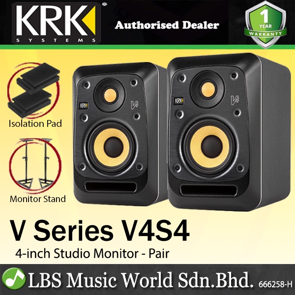 KRK V4S4 V Series 4 Inch Powered Studio Monitor Reference Speaker (V4 S4)