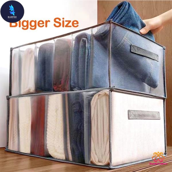 BF 6/7/9/11 Grids Underwear Tudung Clothes Organiser Box Stackable Wardrobe Drawer Organizer Jeans Pants Socks Storage