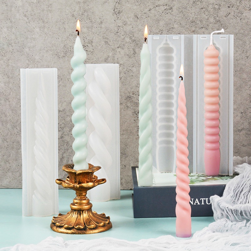 Long Candle Silicone Mold DIY Spiral Aromatherapy Candlestick Fragrant Gypsum Handmade Mould