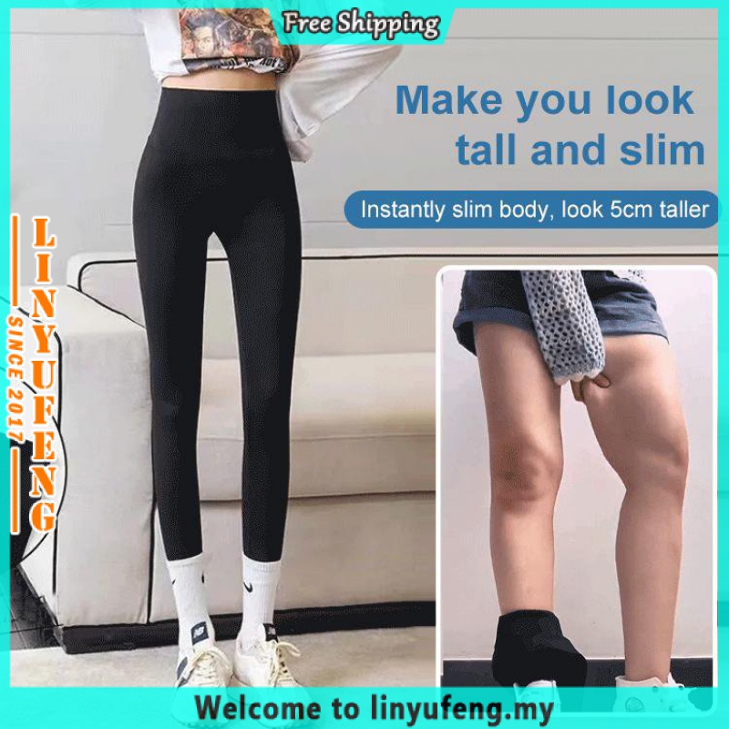 [Korean black technology] hip lifting long leggings pants women slimming tight skinny stretchable pants high waist ladies slim leg Barbie pants slacks fit long black tight compression pants women girls cheap