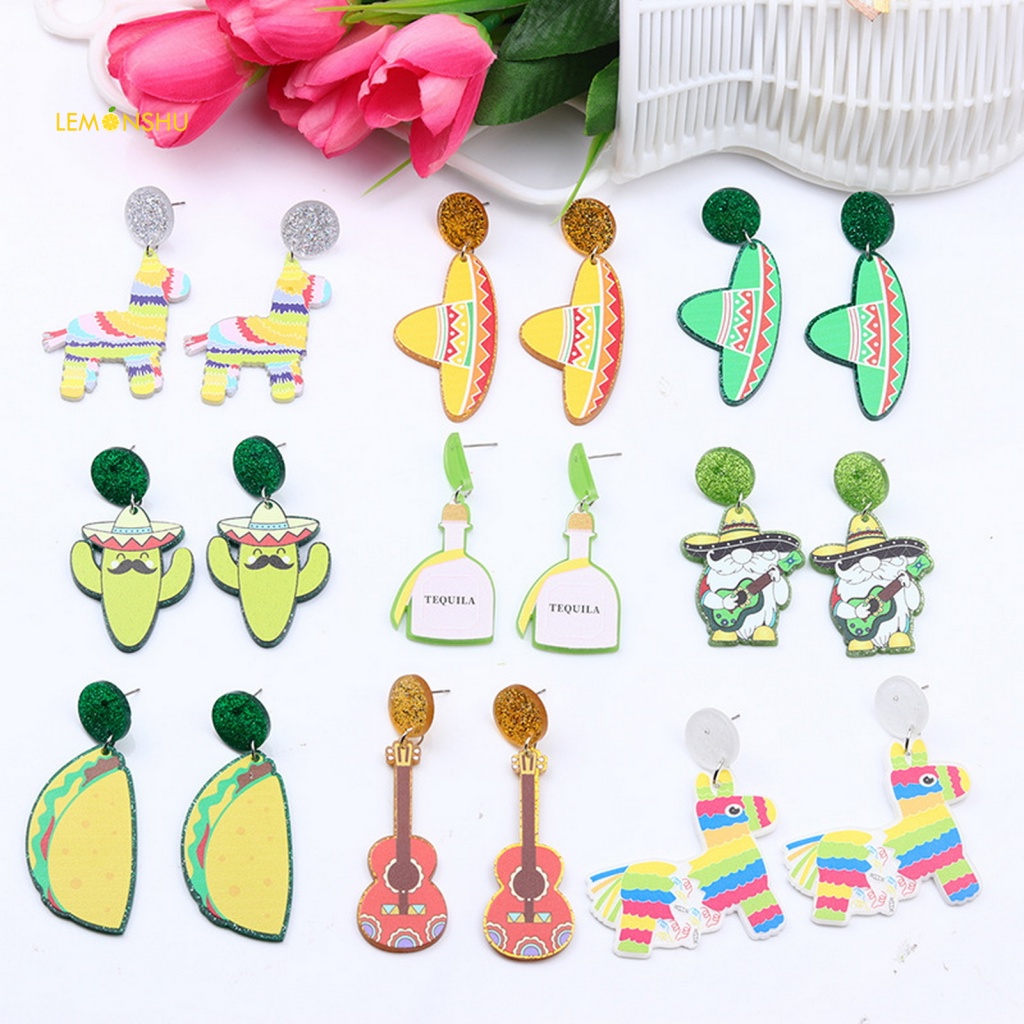 lemonshu- Fun Holiday Attire Earrings Mexican Carnival Stud Earrings Mexican Fiesta Earrings Colorful Hats and Violin Designs for Women less