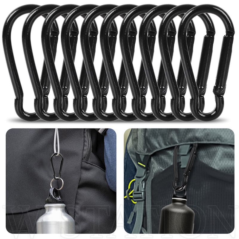 Black Gourd-Shaped Carabiner Clips / Multifunctional Tent Rope Connection Hook / Outdoor Camping Backpack Anti-Theft Lock / Durable Aluminum Alloy Mountain Buckle