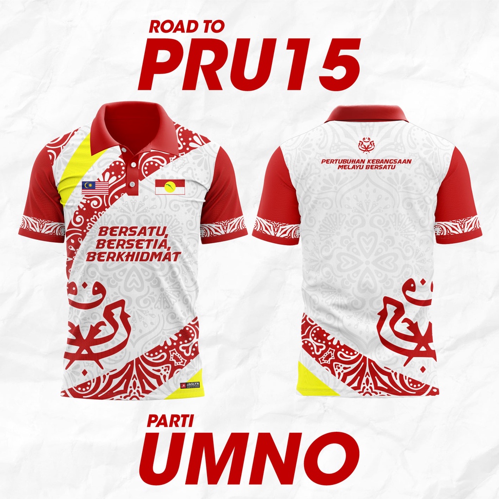 UMNO Jersey PRU 15 Sublimation Tshirt / Baju Microfiber Jersi / Jersey Sublimation / Tshirt Jersey