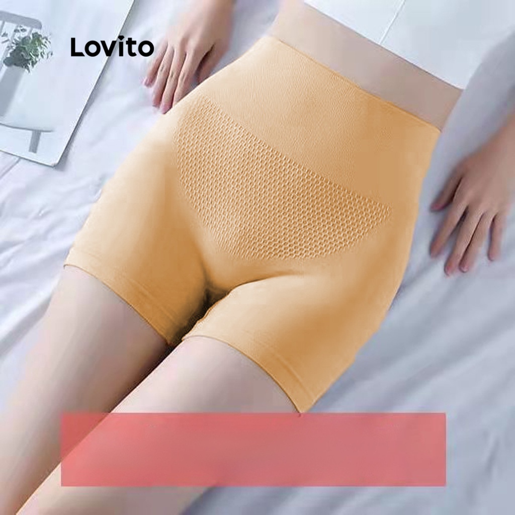 Have Quality Lovito Casual Plain Wide Bend Waist Boyshorts Corsets Shapewear Women L48L056 (Apricot/Grey/Pink/Black) ... - Image 4
