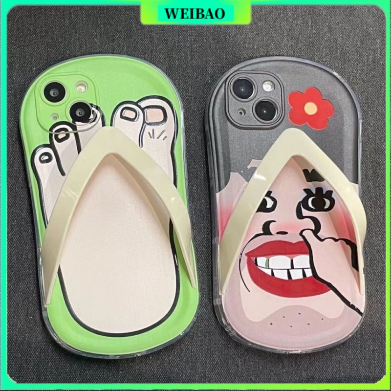 WEIBAO Pretty Girl Flip Flops iPhone 14/14Pro/14ProMax/13ProMax/13Pro/13/12ProMax/12Pro/11ProMax/11/XsMax/X/XR/7/8Plus Ugly Apple Mobile Phone Case Silicone Soft Funny Shell New Personality