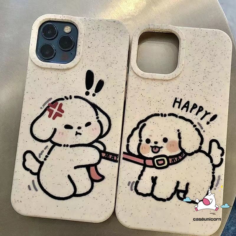Couple Phone Case Compatible for IPhone Air 17 16 11 13 14 12 15 Pro Max 16 8 7 15 Plus XR X XS MAX SE2020 Cartoon Dog Cute Puppy Creative Degradable Eco-Friendly Soft Lovers Cover