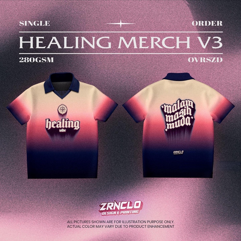 Healing Merch Polos Baju Raya 2023 Retro Collar Jersey Viral Pink Blue Tiktok Berkolar T Shirt Street Wear Short Sleeve Top Lelaki Perempuan Custom Jersey Murah Plus Size