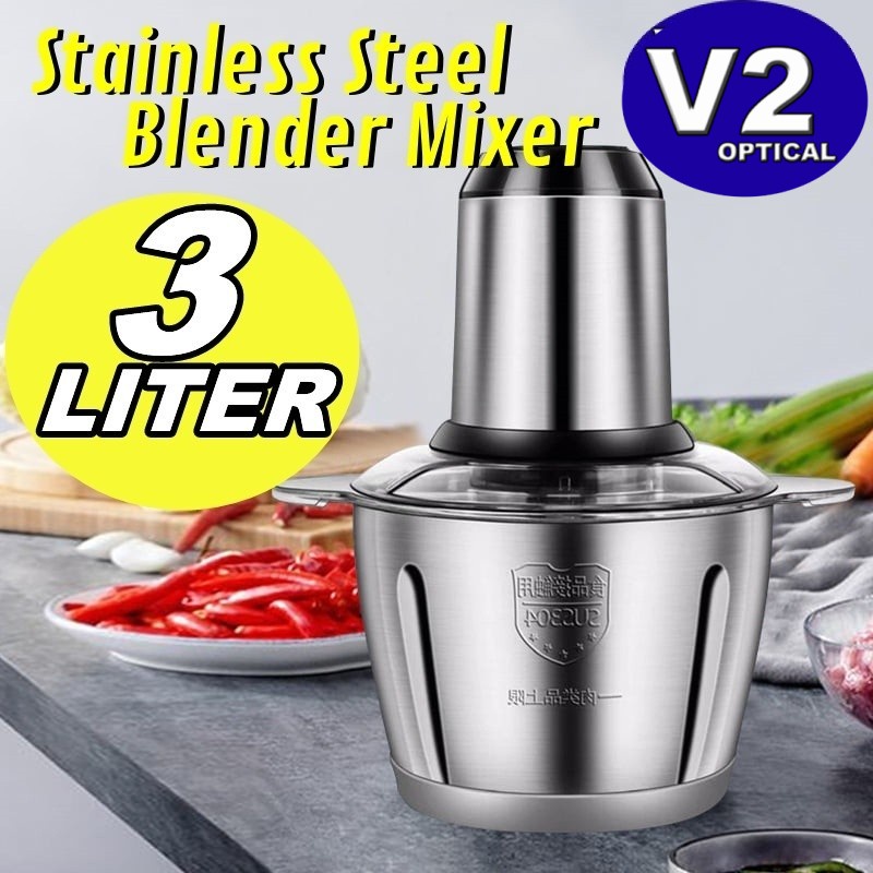 (3 LITER) Stainless Steel Blender & Mixer Food Chopper Electric Meat Grinder Food Processor Pengisar Daging Sayur