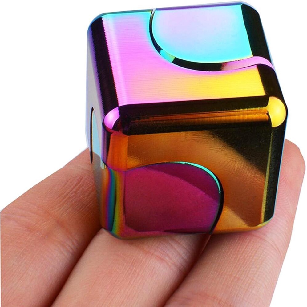 Fidget Cube Spinning Top Innovative Metal Desk Gadgets Office Toys Small Anxiety & Stress Relief Toy Finger Top Sensory Toy for Kids & Adults