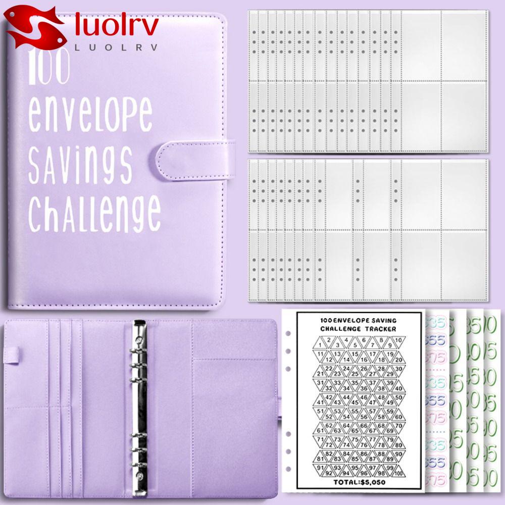 LUOLRV Savings Book, 100 Days Money Organizer System Envelope Challenge Binder, Portable Leather Loose-Leaf Budget Binder Couple