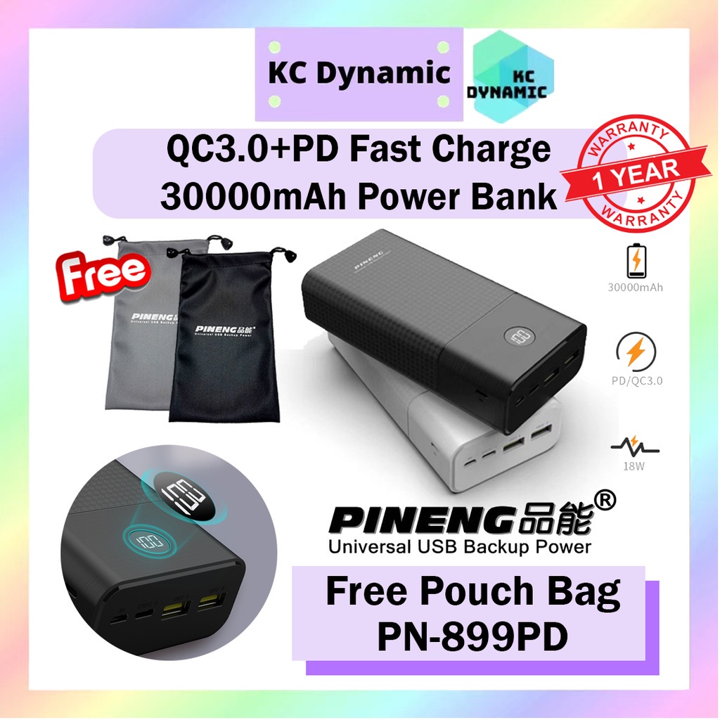 PINENG PN-899 PD 30000mAh Power Bank Fast Charge Powerbank QC 3.0 + PD Quick Charge Pineng Power Bank PN899 PN799 PN-799