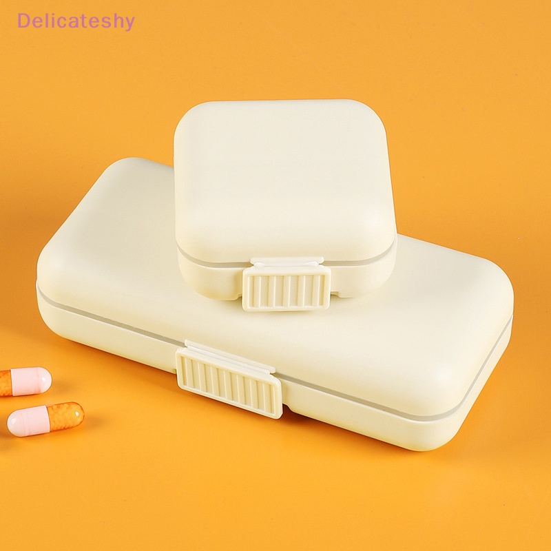 Delicateshy 5/8Grids Pill Organizer Double Silicone Sealing Ring Travel Pill Box Cream White Portable Medicine Dispenser Drug Divider