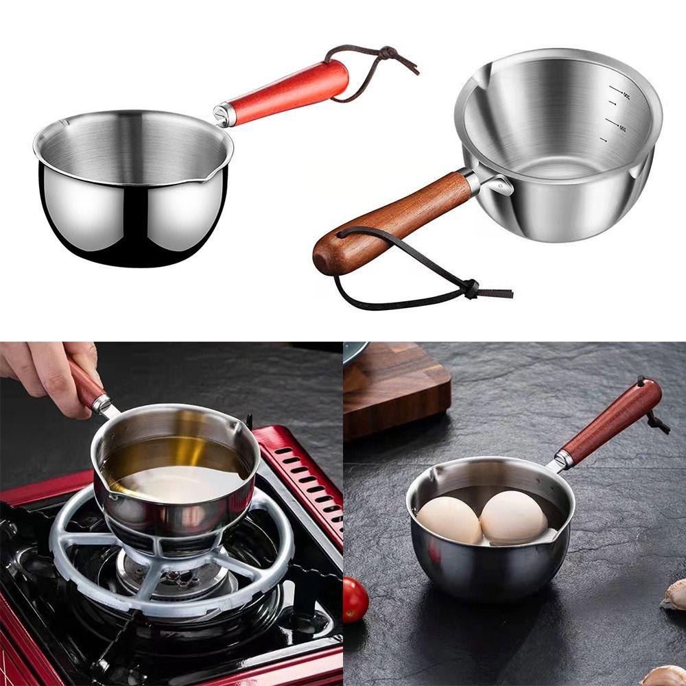 Must Durable LAN Milk Pot Small Multifunction Cooking Wooden Handle Stainless Steel Melting - Image 5