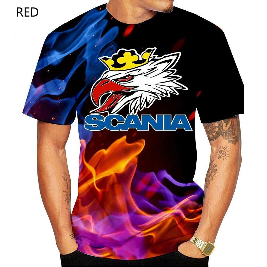 Purpose Versatile 2023 Summer New 3d Printed T-shirts Scania Logo Front Back Truck Driver T Shirts Multi - Image 3