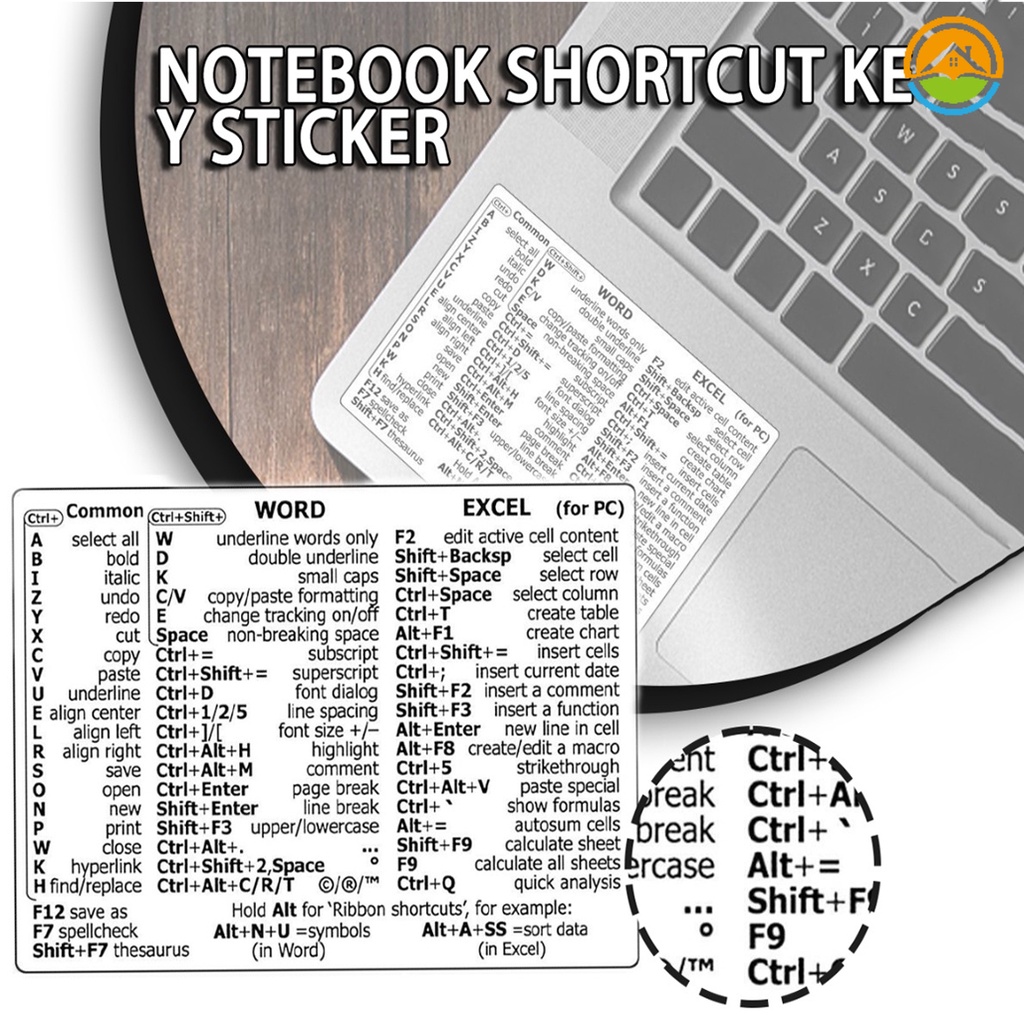 Creative Self-Adhesive Reference Keyboard Shortcut Sticker/ Laptop Desktop For PS Word Office Shortcut Key Guide Pasters/ For Mac OC Shortcut Key Prompt Decals