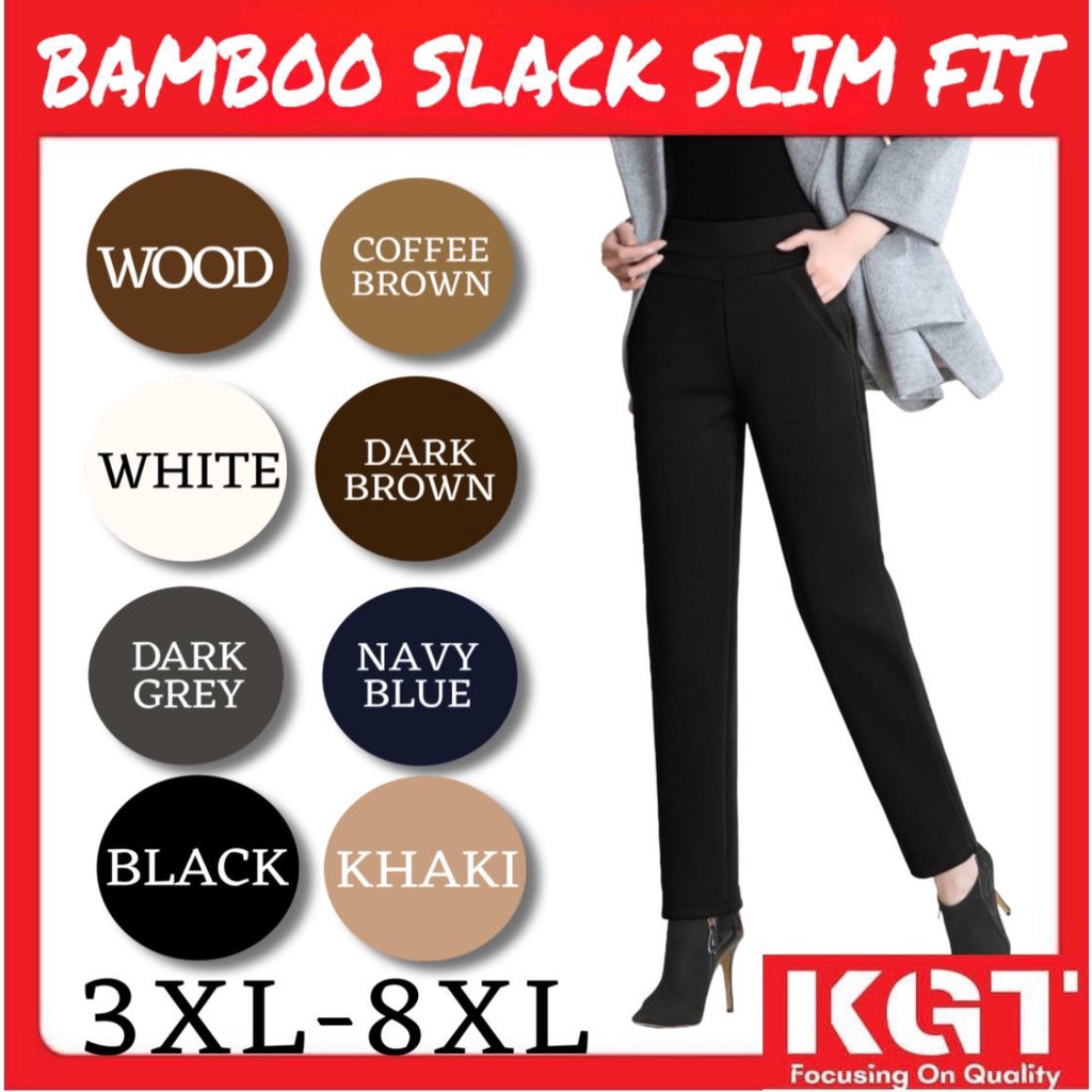 KGT BAMBOO Slack Seluar BAMBOO Slack Baggy Cutting Scuba 3XL 8XL PEREMPUAN LADIES PANTS GETAH