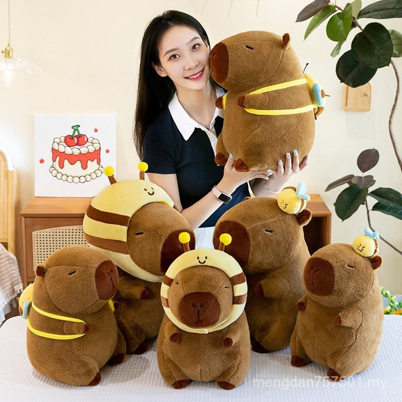 Kapibala mainan mewah lebah capybara boneka selebriti Internet anak patung kain boneka untuk menghantar anak-anak dan rakan-rakan hari jadi hadiah