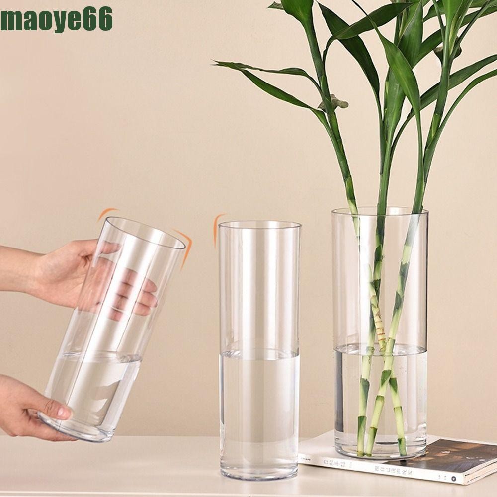MAOYE Acrylic Cylinder Vase, Shatterproof Hydroponic Plants Transparent Flower Vase, Floral Arrangement Fresh Flowers Candles Durable Tall Rustic Clear Vases Wedding Decor