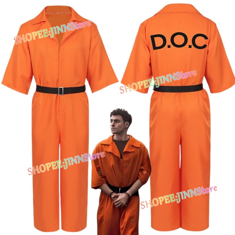 - JINN - Civilian Heroes Luigi Mangione Cosplay Orange Prison Jumpsuit Outfit Set Luigi Orange Prisoner's Uniform