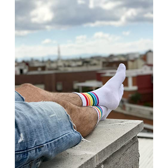 Stoking Tebal Panjang Lelaki Perempuan | Men Women Unisex Long Rainbow Socks Casual Leisure Sport