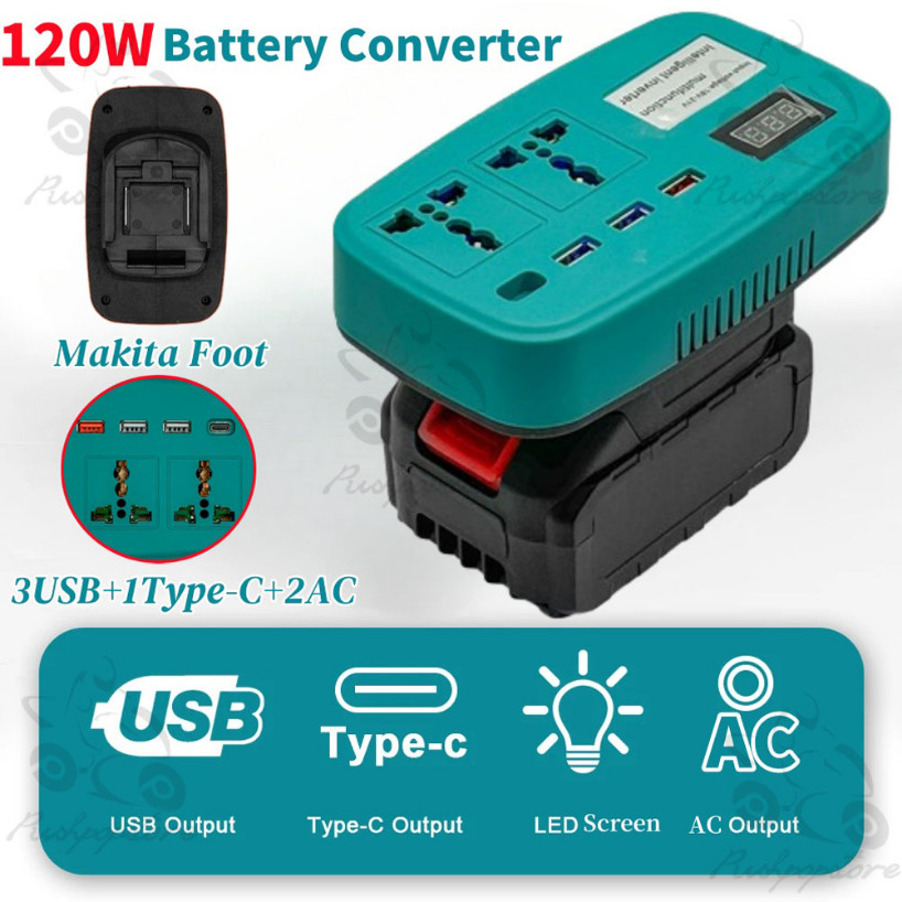 Car Smart Inverter with USB Type-C AC Socket, Portable Battery Converter, 20V to 220V, Multiple Protection,Fast Charging