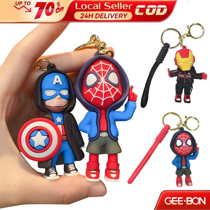 GEEBON Cartoon Marvel Avengers Keychain Spiderman Iron Man Captain America PVC Key Pendant